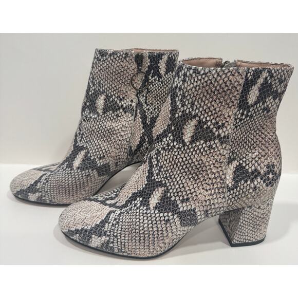 ABLE Celina Leather Snakeskin Block Heel Bootie Ankle Boots Size 7 - Picture 3 of 9